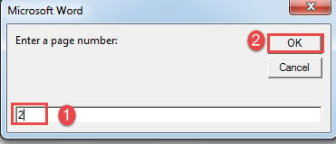 Enter a Page Number ->Click "OK"