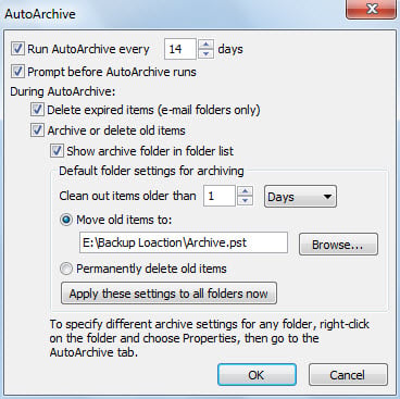 Make Use of “AutoArchive” Feature