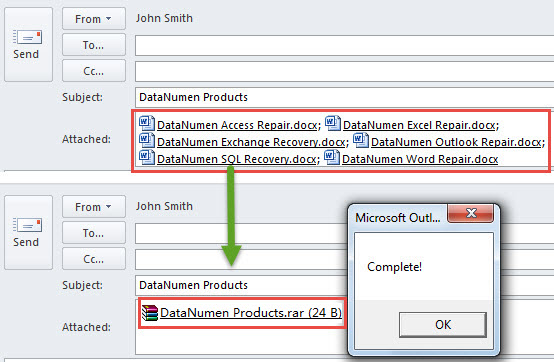 Effect: Compress All Attachments into a RAR File