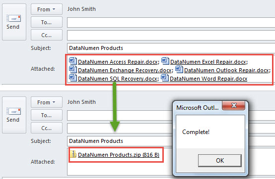 how to compress a file for email attachment in outlook