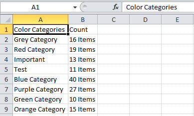 Effect: Export Count of Items in Each Color Category to Excel