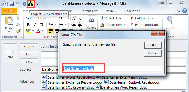 how to compress a file for email attachment in outlook