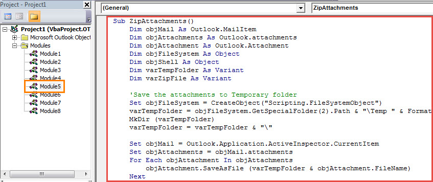 VBA Code - Quickly Compress All Attachments into a Zip File in Your Outlook Email