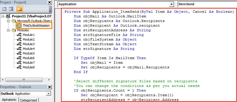 VBA Code - Auto Select Different Signatures for Different Recipients