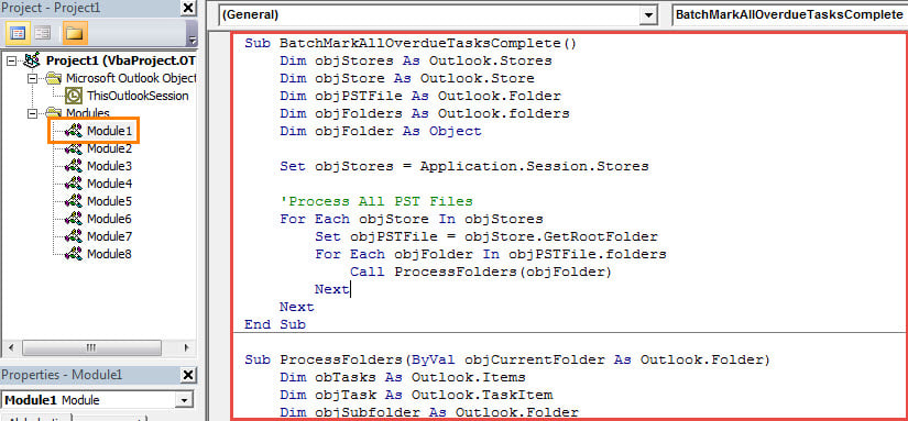 VBA Code - Batch Mark All Overdue Tasks Complete