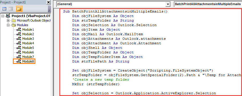 VBA Code - Print All Attachments in Multiple Mails