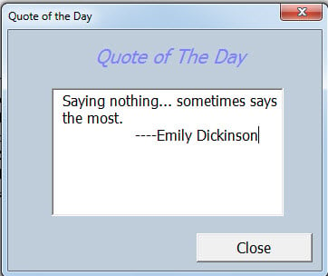 A User Form Showing the Quote