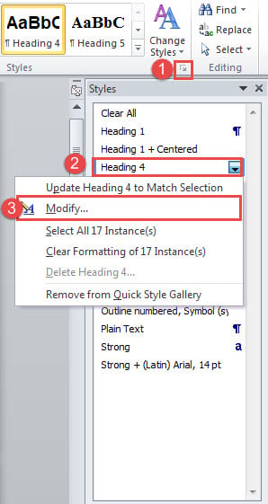 Click to Open "Styles" Window->Right Click on a Style->Choose "Modify"