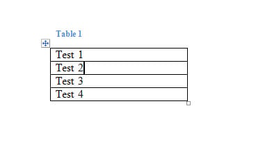 Create a Table of One Column