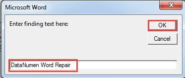 Enter Finding Text ->Click "OK"