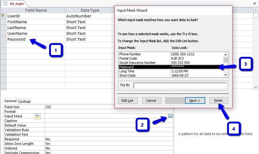 Edit The Password's Input Mask