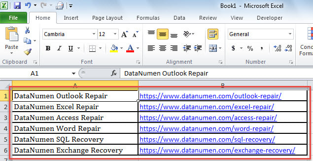 Excel Workbook