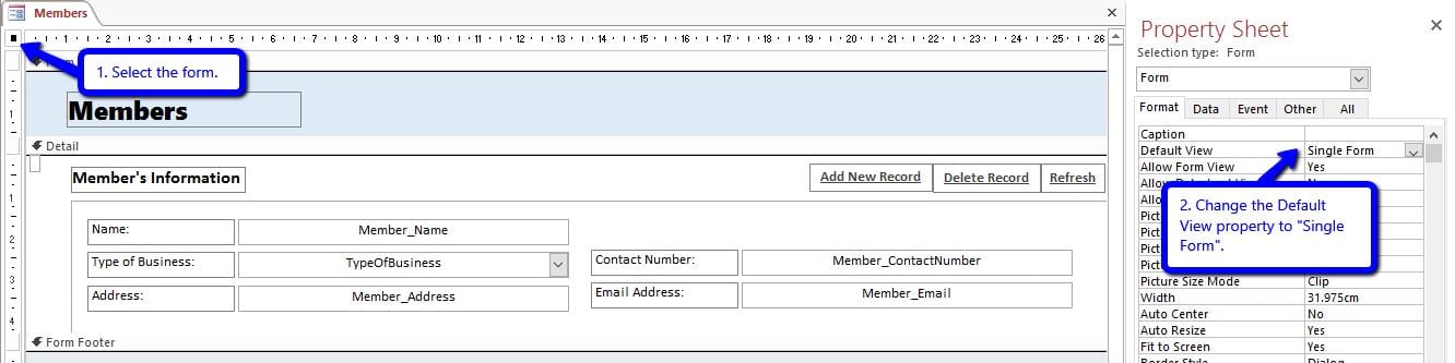 Open Your Split Form And Update The Default View To Single Form