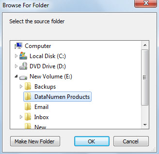 Select a source Windows folder