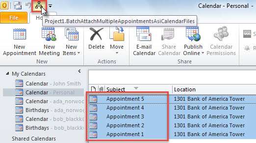 Select Appointments & Run Macro