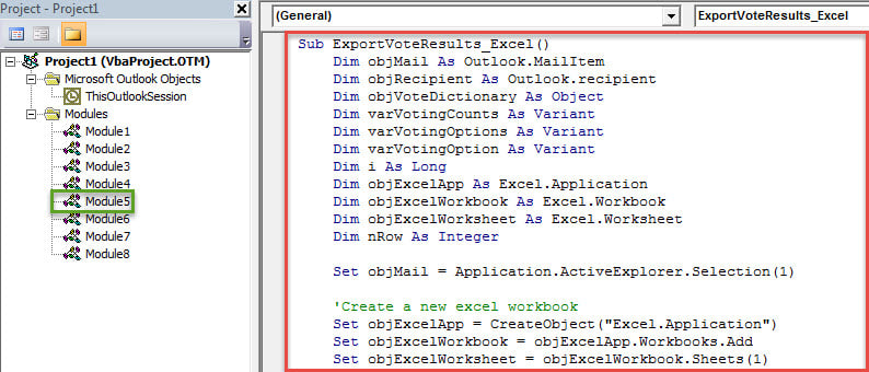 VBA Code - Export Voting Statistics from an Outlook Email to an Excel Worksheet