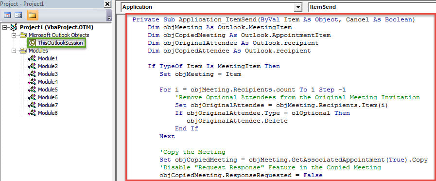 VBA Code - Request Required Attendees Only to Respond to Your Meeting Invitation