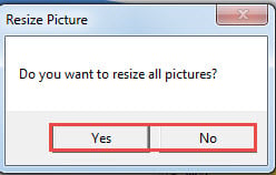 Click "Yes" Or "No" in "Resize Picture" Box