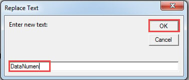 Enter New Text->Click "OK"