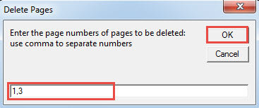 Enter Page Numbers->Click "OK"