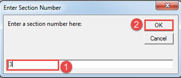 Enter Section Number->Click "OK"