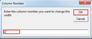 Enter a Column Number->Click "OK"
