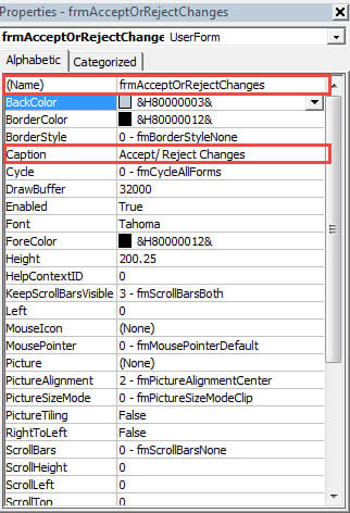 Set Form Properties