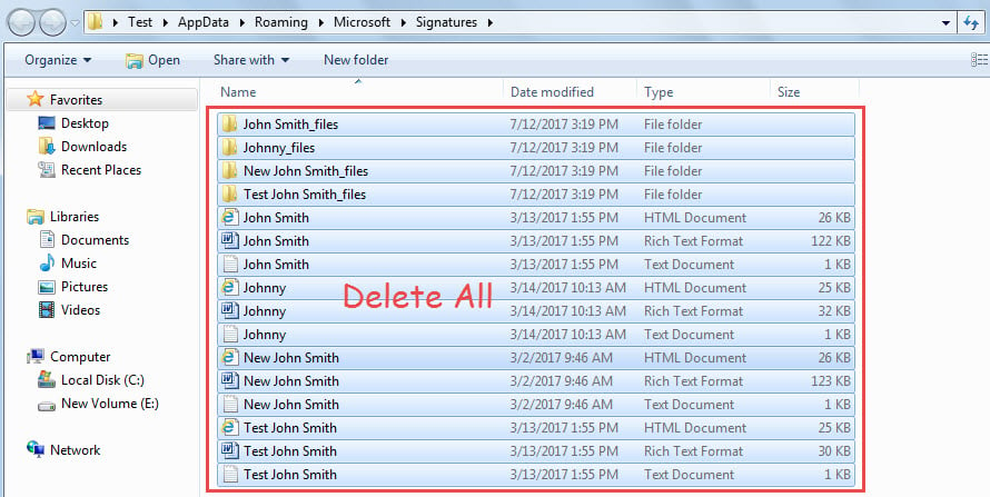 Delete All Signature Files Manually