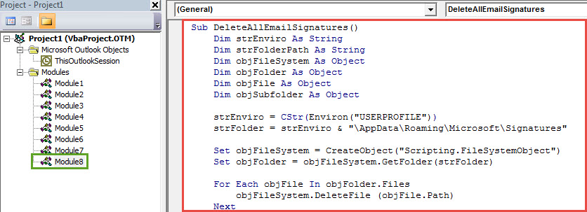 VBA Code- Delete All Email Signatures in Your Outlook