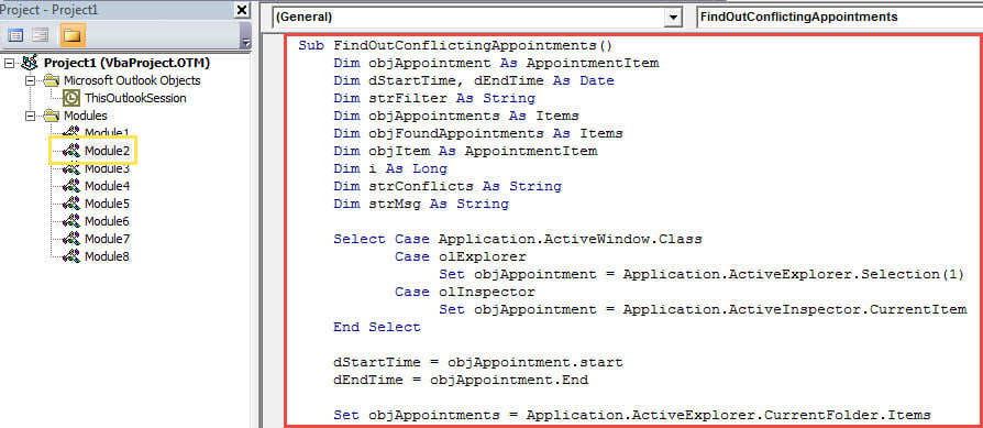 VBA Code - Find out All Other Appointments Conflicting with a Specific Appointment