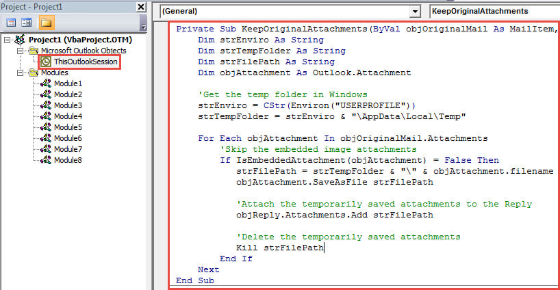 VBA Code - Keep the Original Email Attachments when Replying