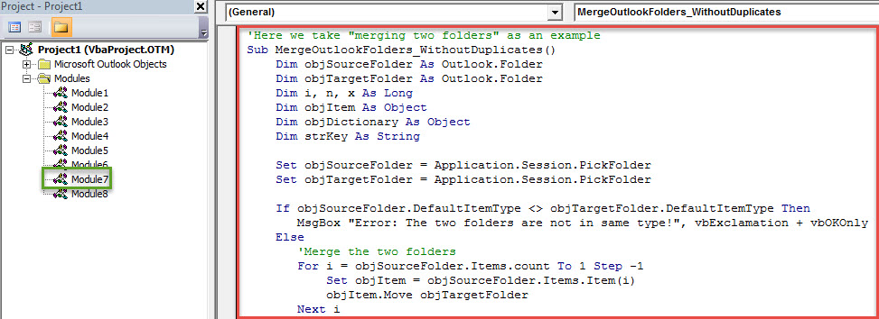 VBA Code - Merge Items from Multiple Folders without Duplicates