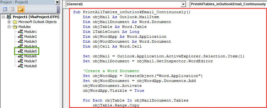 VBA Code - Print All Tables in Series