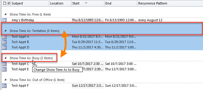 Drag & Drop Tentative Appointments to “Busy” Group