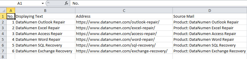 Exported Hyperlinks in Excel