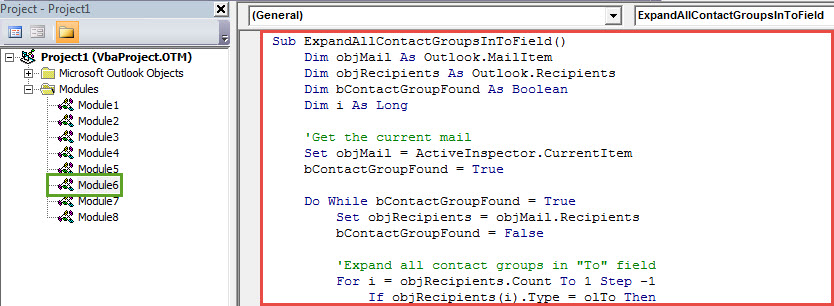 VBA Code - Batch Expand All Contact Groups in "To" Field