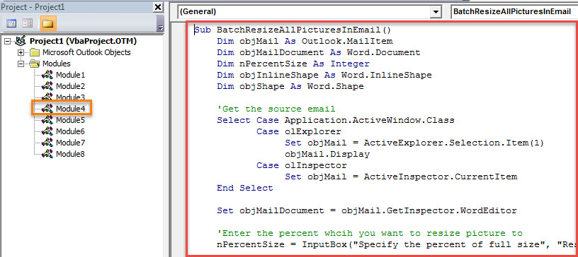 VBA Code - Batch Resize All Pictures in an Email
