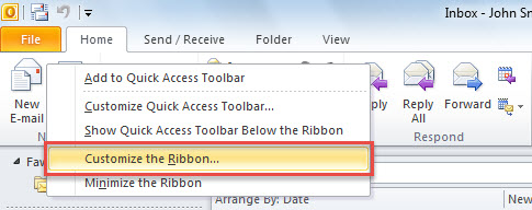 Customize Ribbon