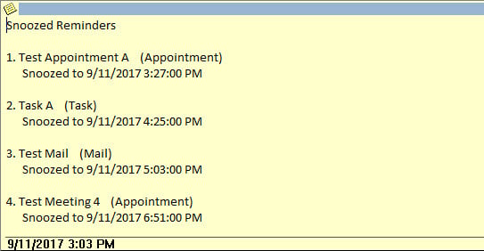 List of Snoozed Reminders
