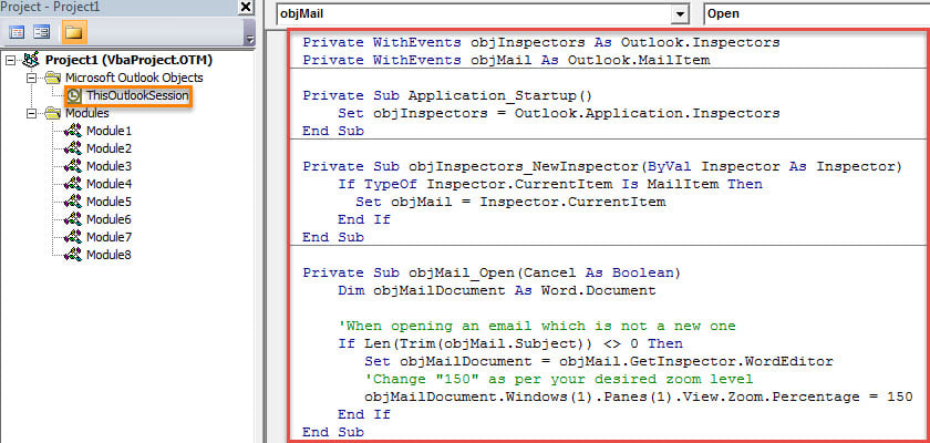 VBA Code - Open Your Email in a Custom Zoom Level