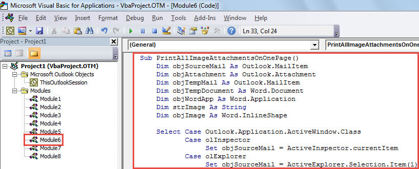 VBA Code - Print All Image Attachments of an Outlook Email on One Page Only