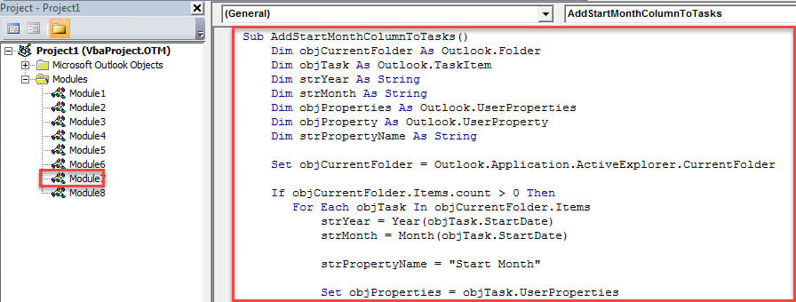 VBA Code - Add "Month of Start Date" Field