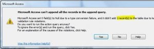 Can’t Append All Records In The Append Query Error