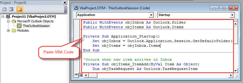 Paste VBA Code