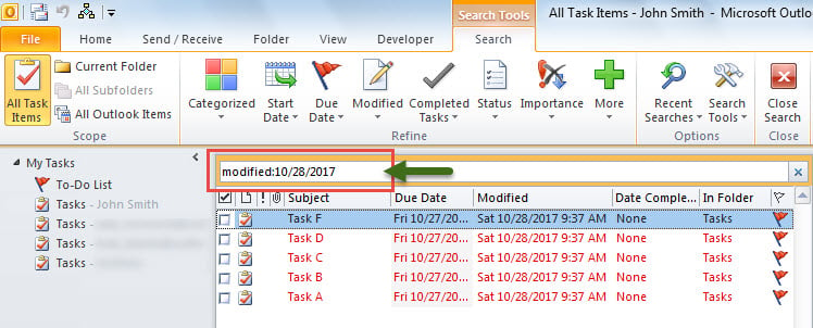 Search Tasks by Last Modification Time