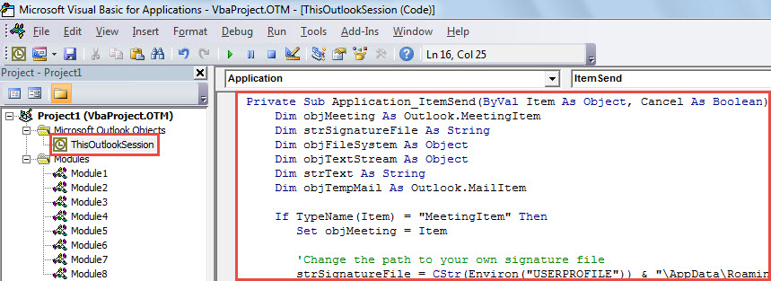 VBA Code - Auto Insert Signature to Meeting Invitations