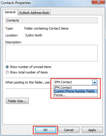 Change Form for Contacts Folder