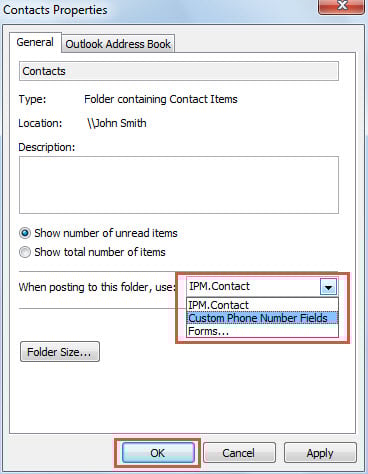 Change Form for Contacts Folder