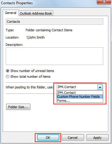 Change Form for Contacts Folder