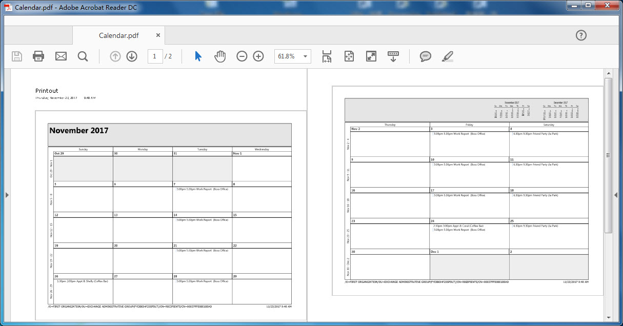 Exported Calendar from OneNote